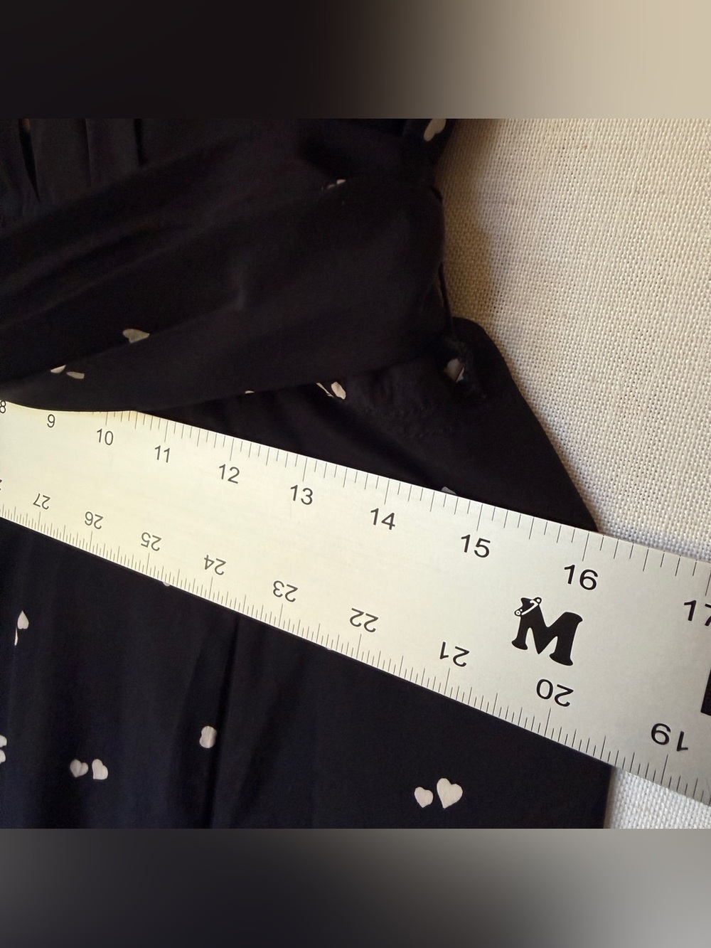 Vintage Ciao Ltd 100% Silk Black Heart Print Dress Sz 8 Belted Pockets - Picture 14 of 16